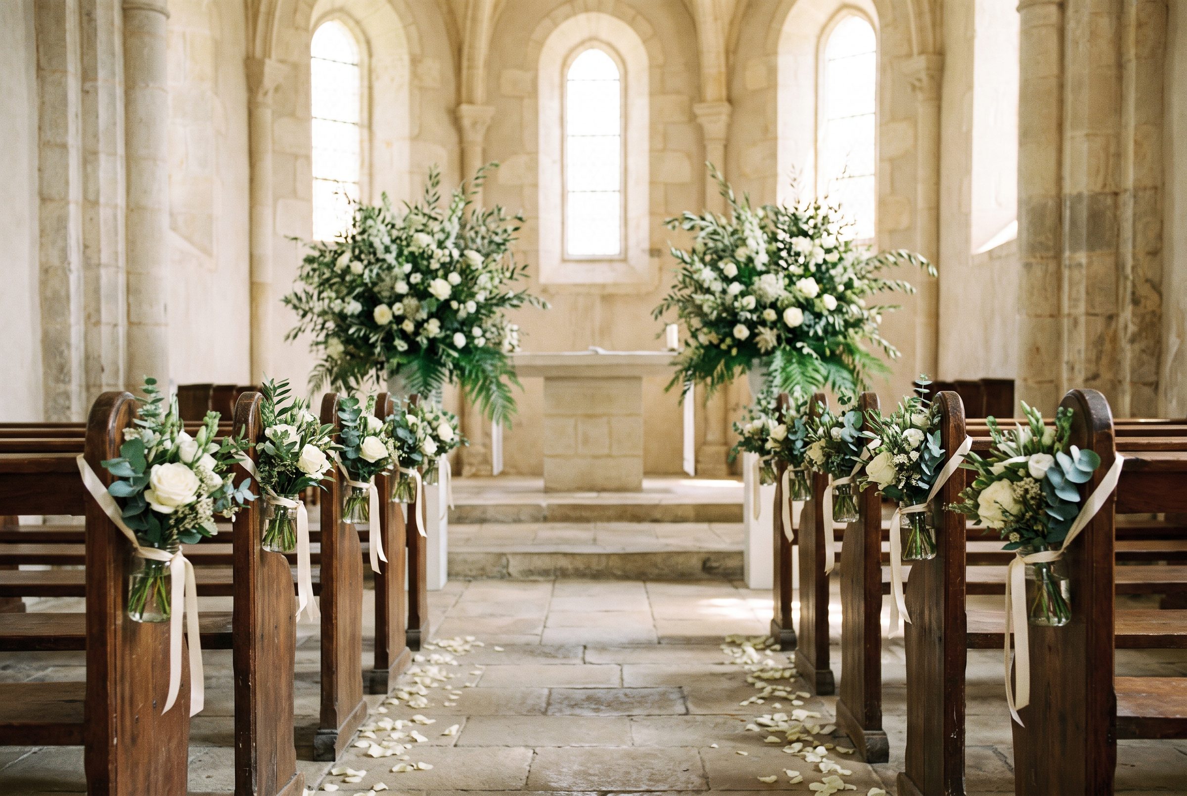 Allée d'église fleurie