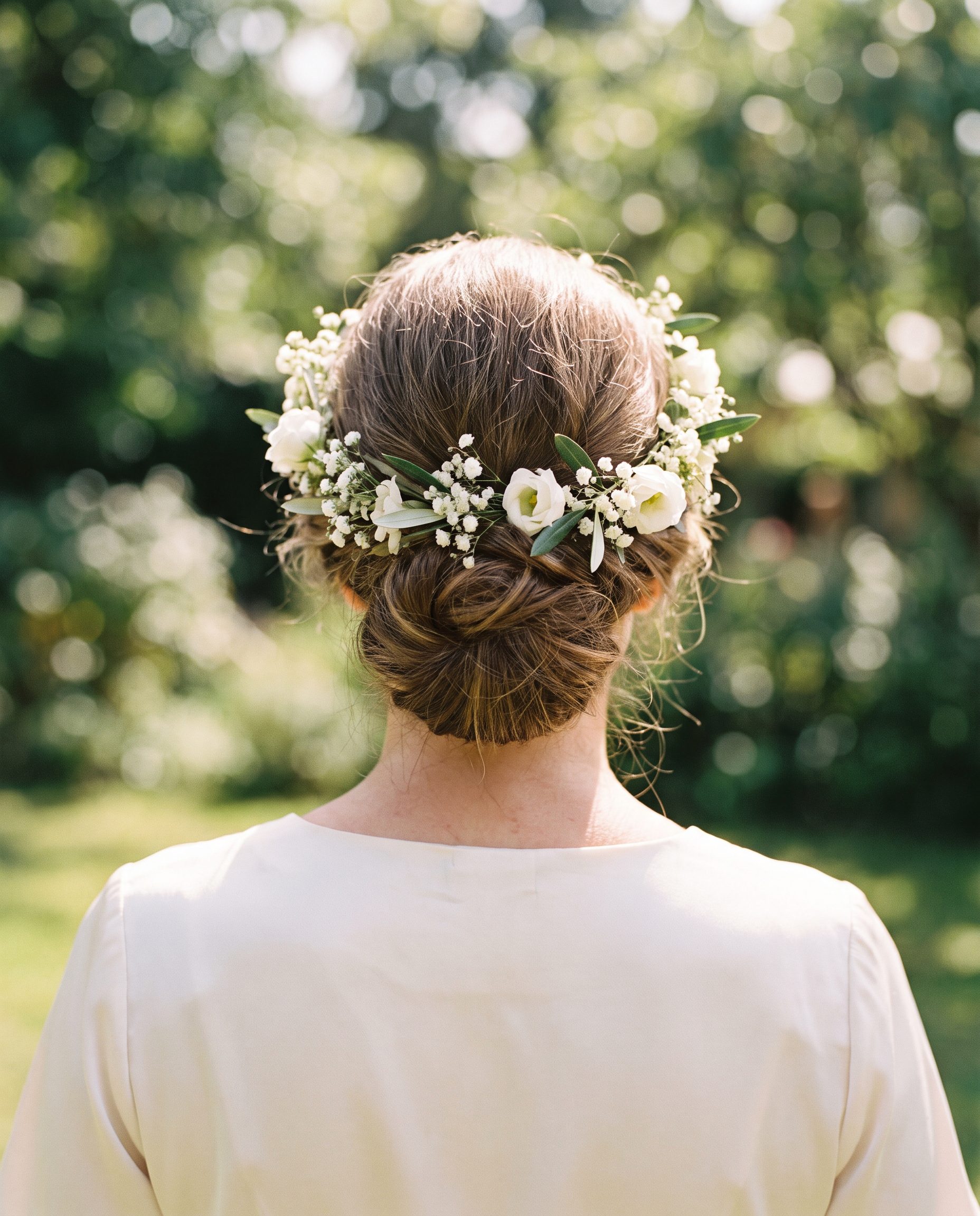 Couronne de petites fleurs blanches