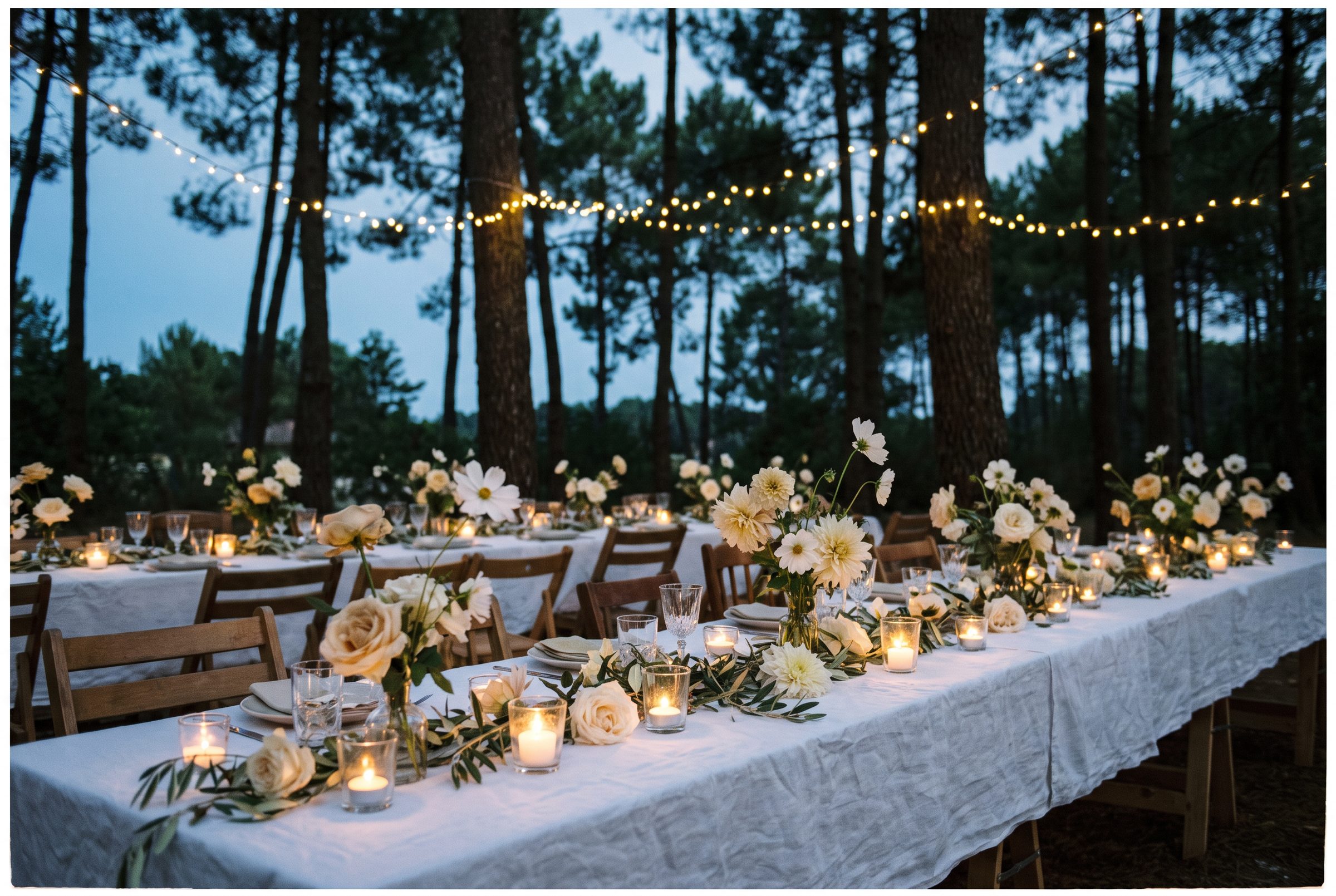 Table de mariage sous les pins