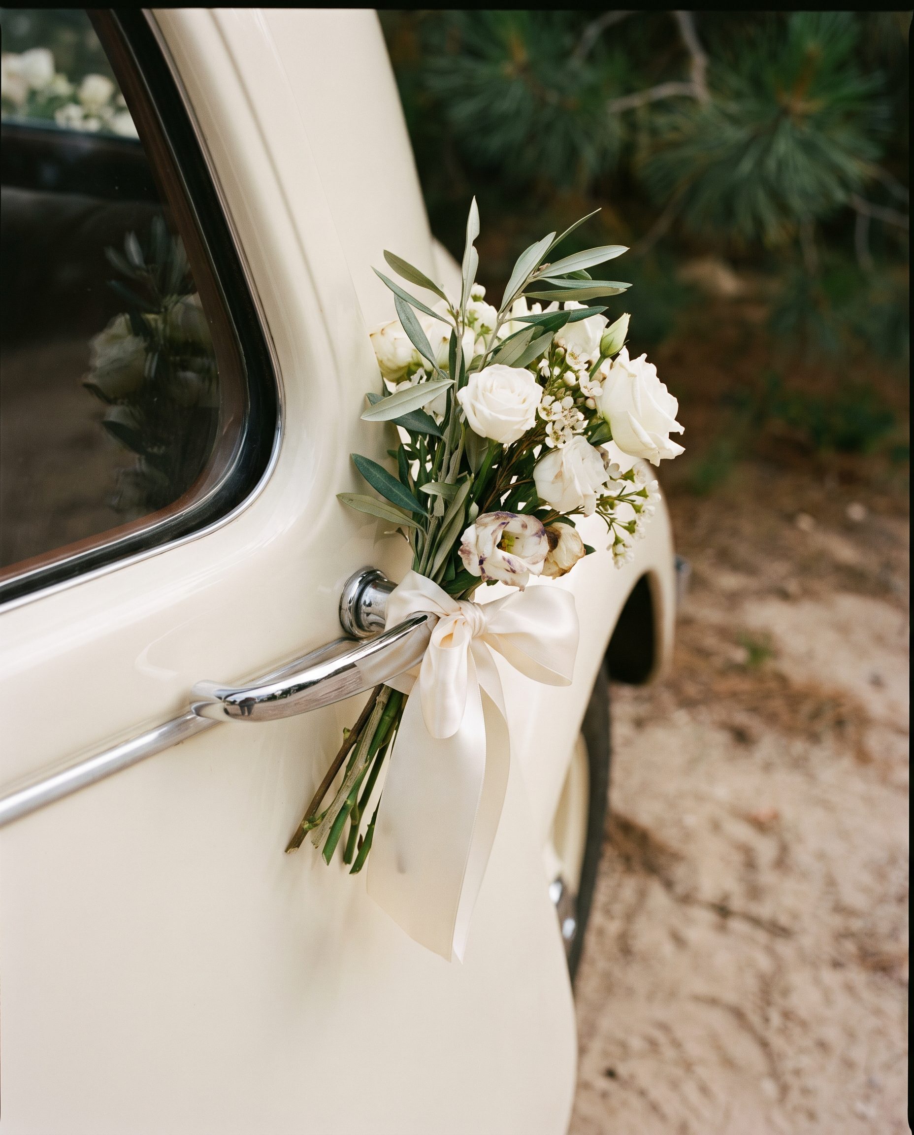 Poignée fleurie de la voiture